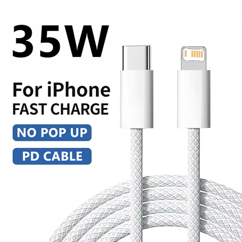 35W Fast Charge PD USB-C Cable for iPhone 7 to 14 Pro Max – Quick Data & Power