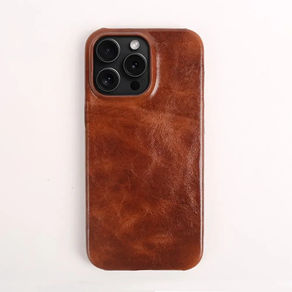 Business Genuine Leather MagSafe Case for iPhone 11–16 Pro Max Premium Cowhide