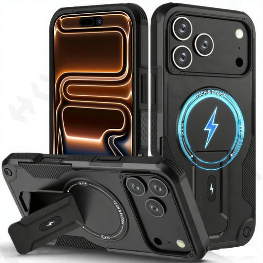 Magnetic Protective Case for iPhone 17 16 15 14 13 12 Pro Max Plus Kickstand Cover