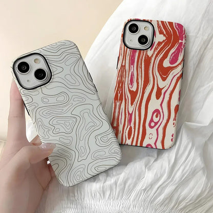 Wave Pattern 2-in-1 Case for iPhone 16–Xs | Frosted Anti-Drop Cover