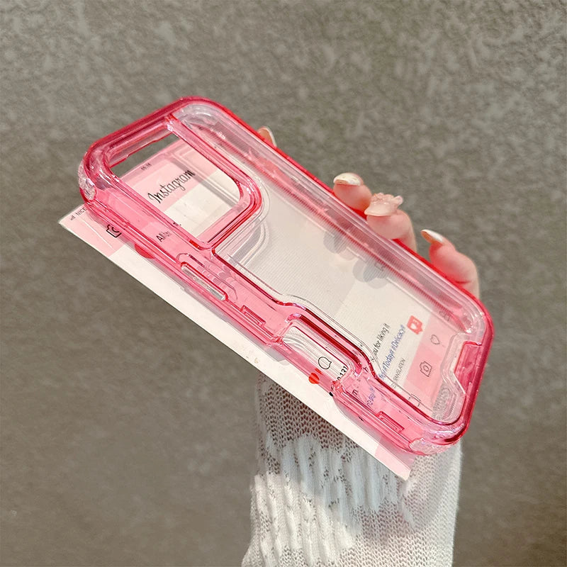 3-in-1 Transparent Heavy Duty Armor Case for iPhone 17 16 15 14 13 12 Pro Max