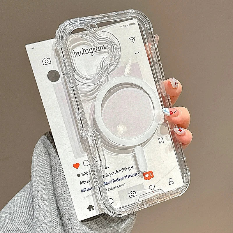 3-in-1 Gradient MagSafe Magnetic Clear Case for iPhone 16, 15 Pro, 14, 16 Pro Max