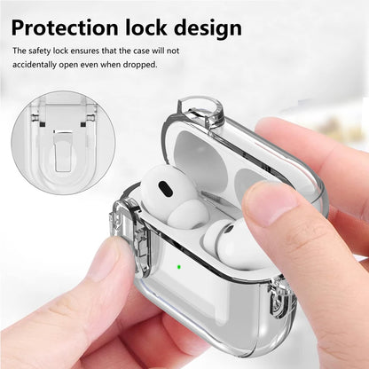 Clear Lock Case for AirPods 4/Pro 2/3/2 – Transparent Shockproof Cover