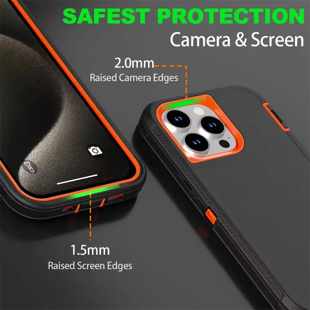 3-in-1 Heavy Duty Armor Case for iPhone 16/15/Plus/Pro Max/Mini
