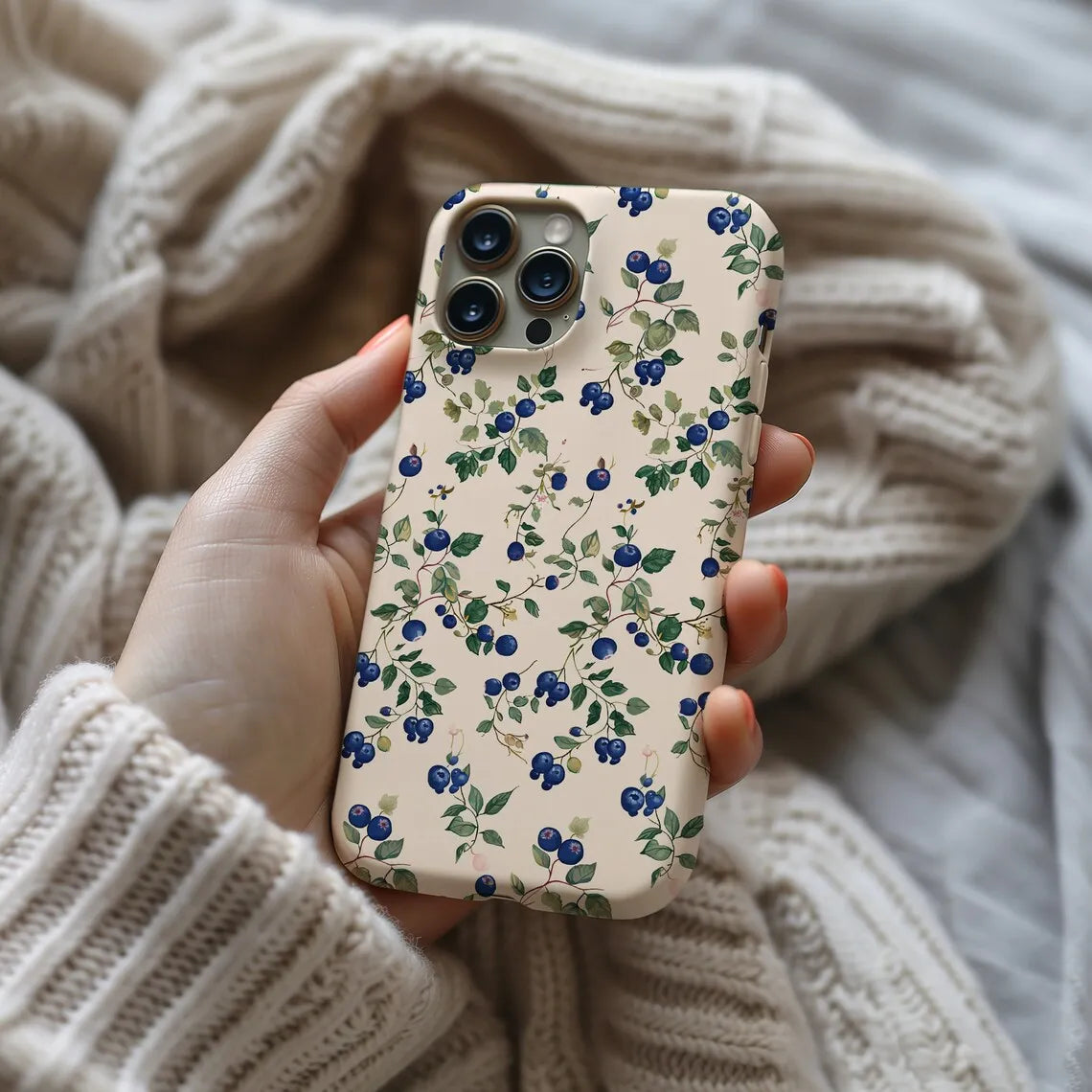 Blueberry Luxury Design Case for iPhone 17 16 15 14 13 12 11 Pro Max Plus