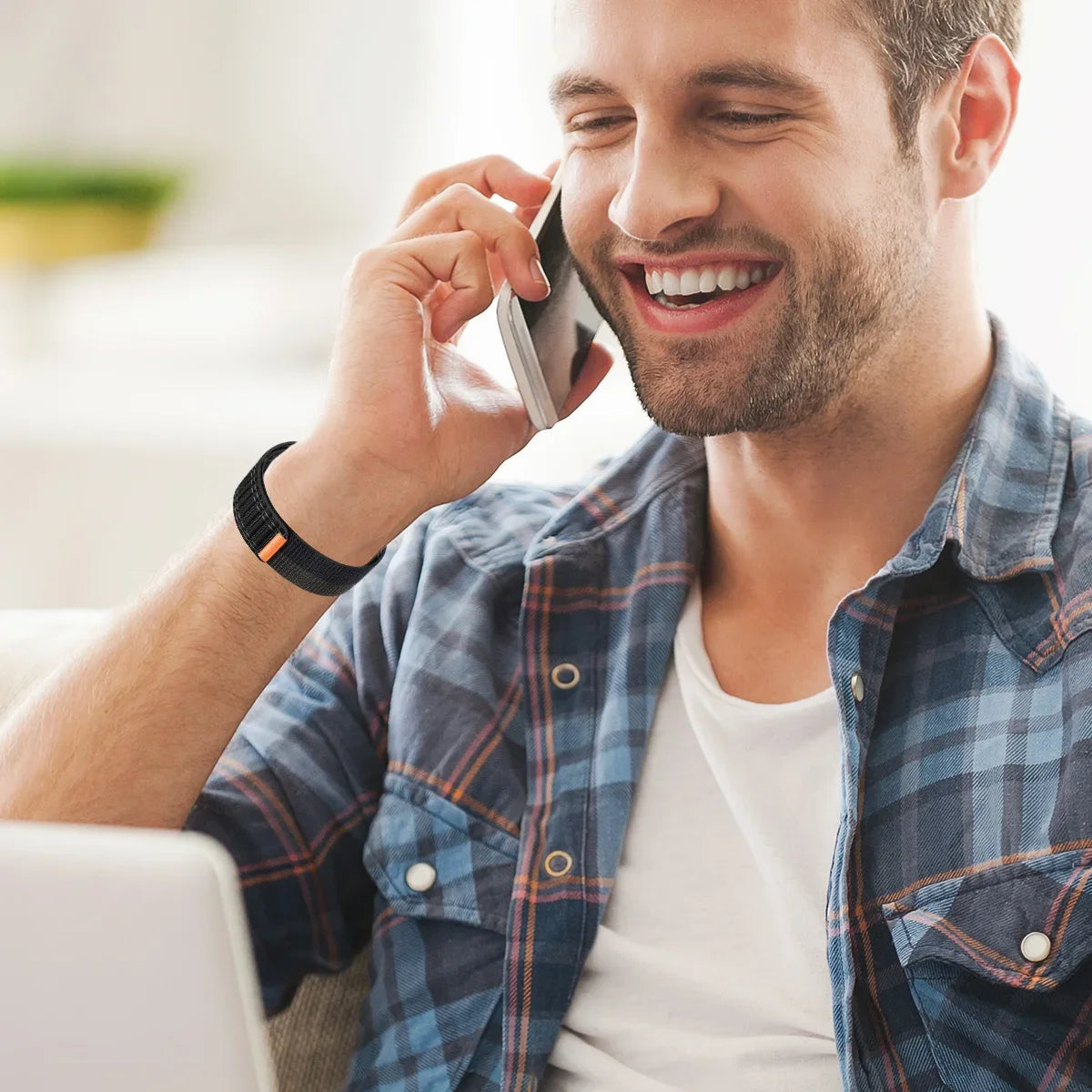 Nylon Wave Pattern Strap for Apple Watch Ultra 2 & Series 10–3, Adjustable 38–49mm Band