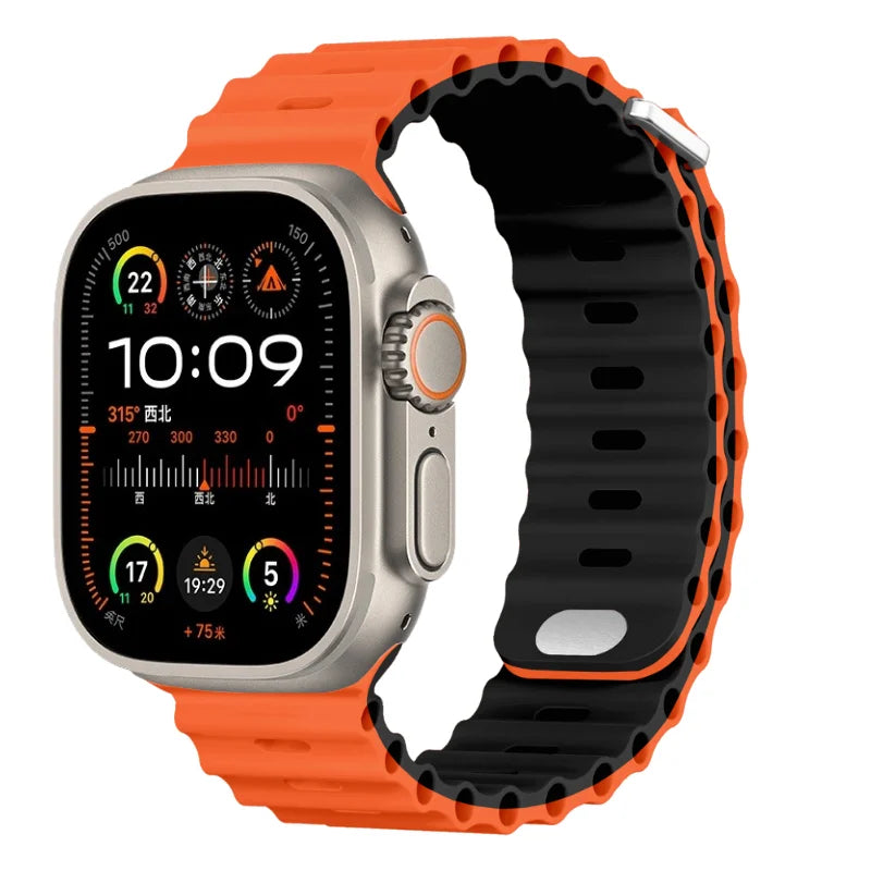 Ocean Silicone Strap for Apple Watch Ultra 3/2 & Series 11–4 SE Band