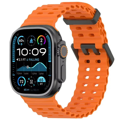 Ocean Silicone Strap for Apple Watch Ultra 3/2 & Series 11–6 SE Band