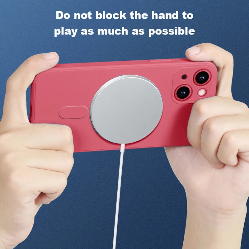 Liquid Silicone MagSafe Case for iPhone 15 14 Pro Max Mini Soft Back Cover