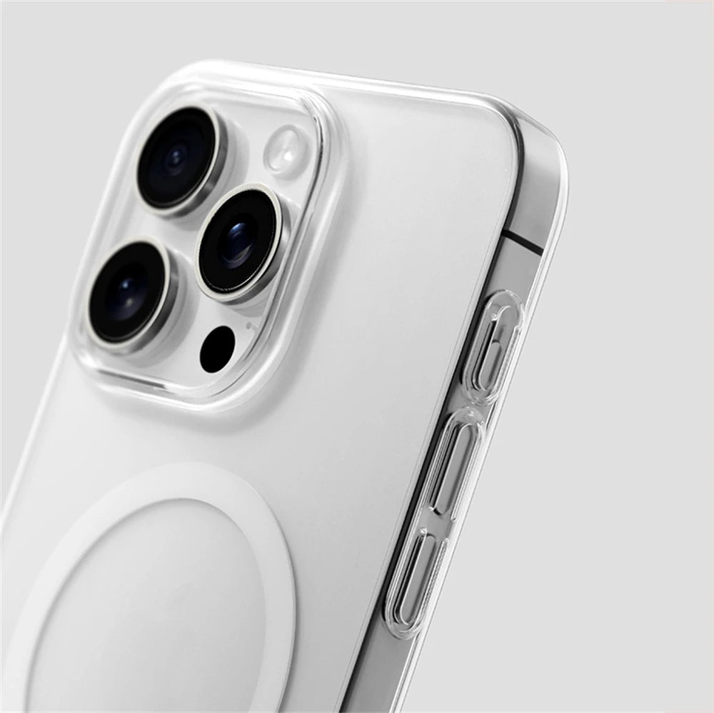 Ultra Thin Clear Magnetic Case for iPhone 16 15 14 13 12 Pro Max Plus HD PC