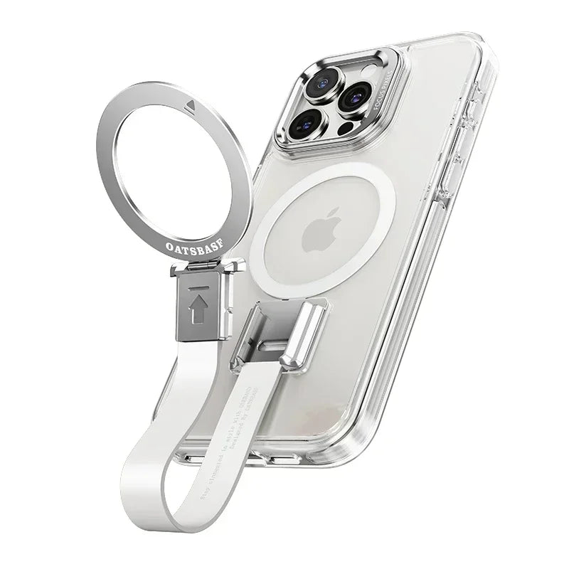 Transparent Case for iPhone 16 15 Pro Max with Lanyard & 360° Stand