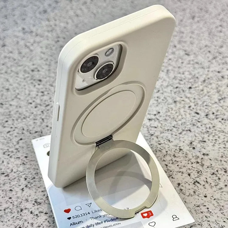 Magnetic Liquid Silicone Stand Case for iPhone 16/15 Pro Max/Plus