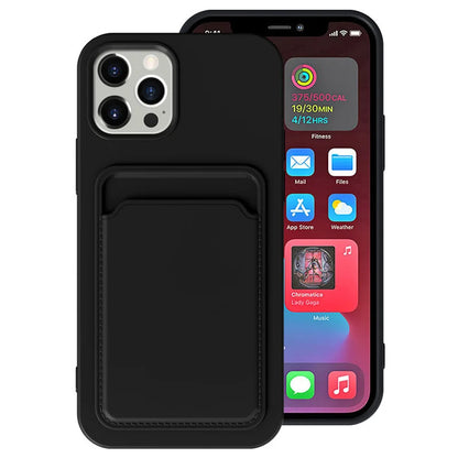 Frosted TPU Soft Phone Case with Card Pocket for iPhone 16 Pro Max / 15 Plus / 14 Mini