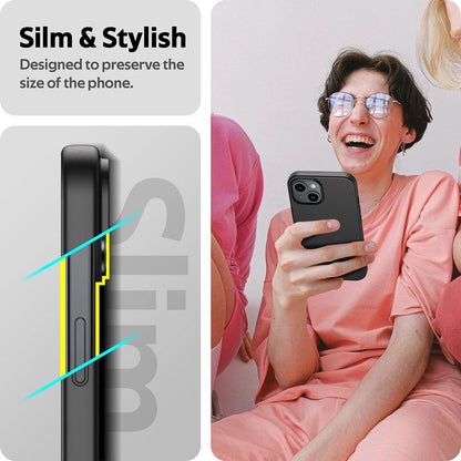 Matte Silicone Soft TPU Case for iPhone 16–7 Series, Luxury Solid Black Cover