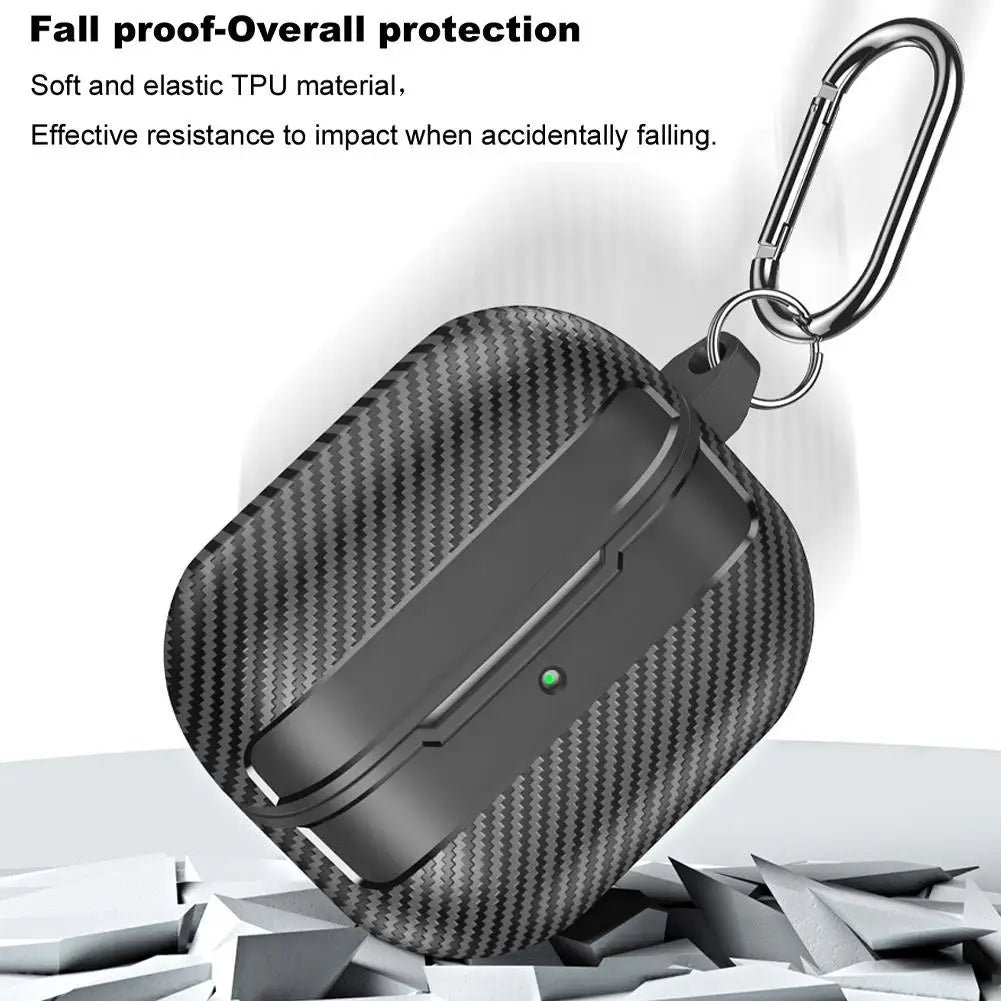 Carbon Fiber TPU Case with Buckle for Samsung Galaxy Buds 3 Pro