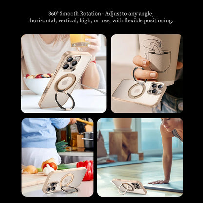 Rotating Magnetic Stand Case for iPhone 17 16 15 14 Pro Max Matte