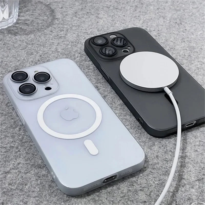 Ultra Thin Matte MagSafe Case for iPhone 17 16 15 14 13 12 Pro Max Lens