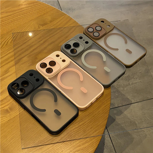 Luxury Matte MagSafe Case with Camera Lens Protector for iPhone 15–17 Pro Max & 17 Air
