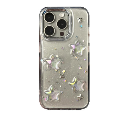 Korean Star Glitter Clear Case for iPhone 11–16 Pro Max – Lens Protective Cover