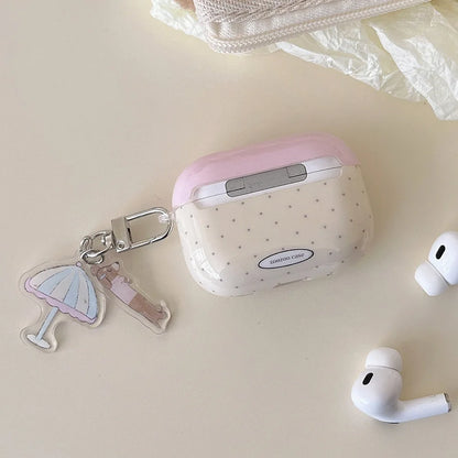 Cute Pink Umbrella Dog Silicone Case for AirPods 1 2 3 Pro with Pendant