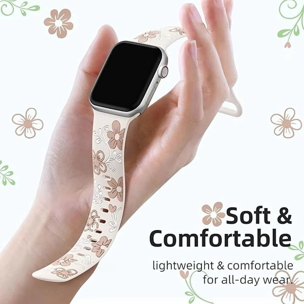 Engraved Strap For Apple Watch Band 11 10 42mm 46mm Silicone Correa Bracelet iWatch Series 10 9 8 7 SE 6 45/44/40mm Ultra2/3