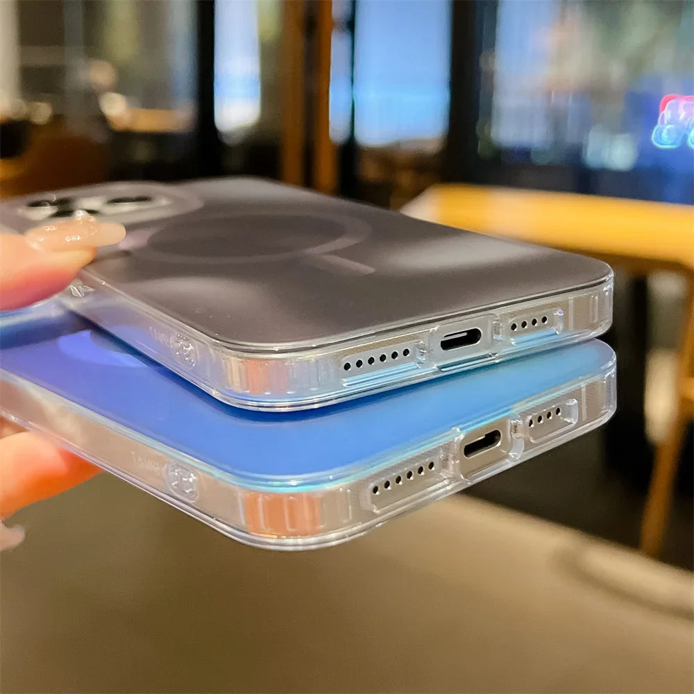 Aurora Gradient Matte MagSafe Case for iPhone 13 14 Pro Max Plus Shockproof
