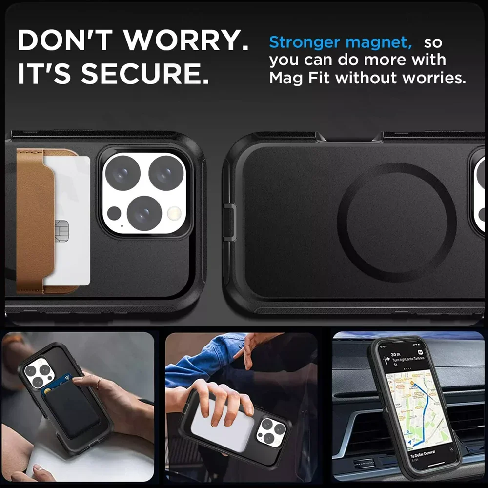 Rugged MagSafe Kickstand Case for iPhone 16 15 14 Pro Max Plus