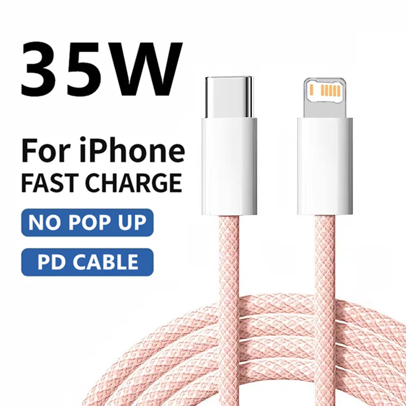 35W Fast Charge PD USB-C Cable for iPhone 7 to 14 Pro Max – Quick Data & Power