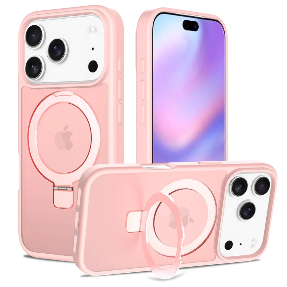 Luxury MagSafe Fold Stand Case for iPhone 17 Air 16E 16 15 14 13 12 Pro Max