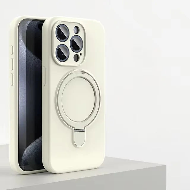 Liquid Silicone MagSafe Stand Case for iPhone 17 Air 16 15 14 13 Pro Max