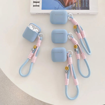 Blue Silicone Case with Lanyard for AirPods 1 2 3 4 Pro/Pro 2