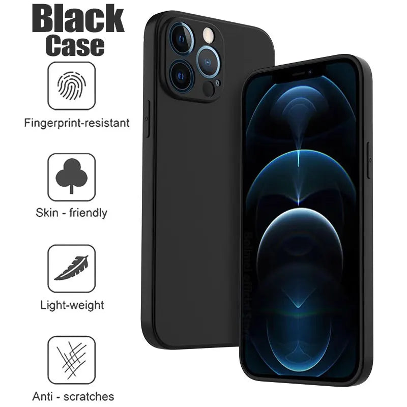 Black Shockproof Case for iPhone 11–16 Pro Max/Plus – Camera Protection