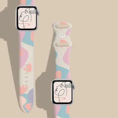 Black Unity Printed Silicone Band for Apple Watch (38–49 mm, Ultra 2, SE–9)