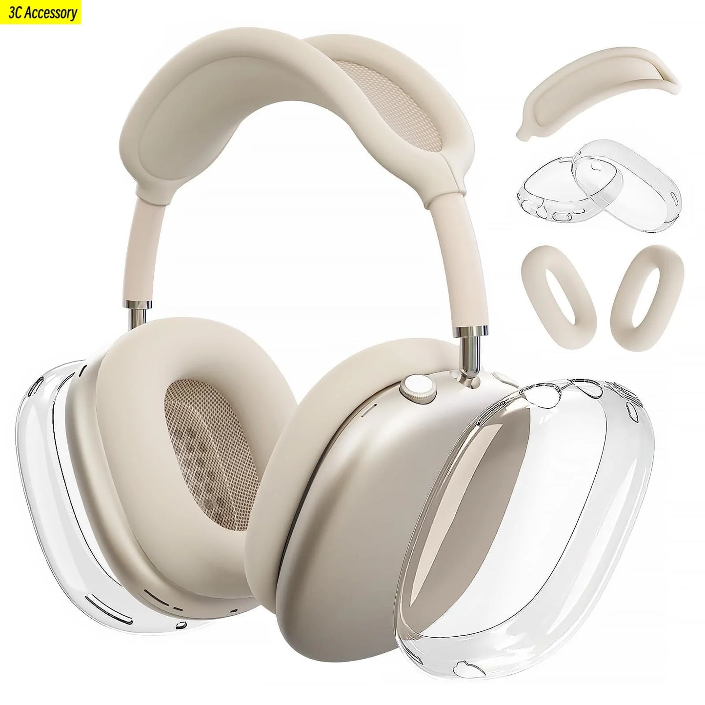 2024 3-in-1 Silicone Case for AirPods Max – Soft Ear Cup Scratch Cover