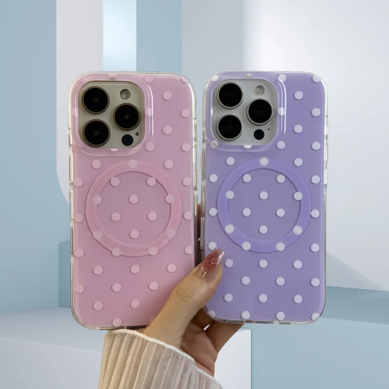 Polka Dots MagSafe Case for iPhone 14–16 Pro Max – Matte & Shockproof