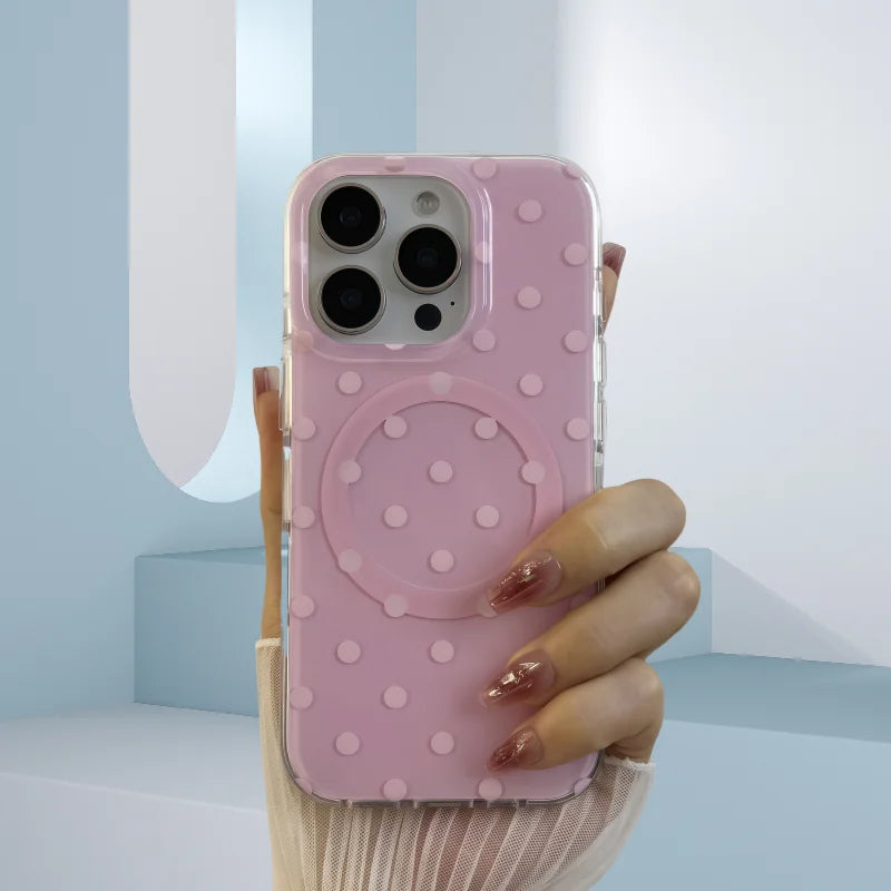 Polka Dots MagSafe Case for iPhone 14–16 Pro Max – Matte & Shockproof