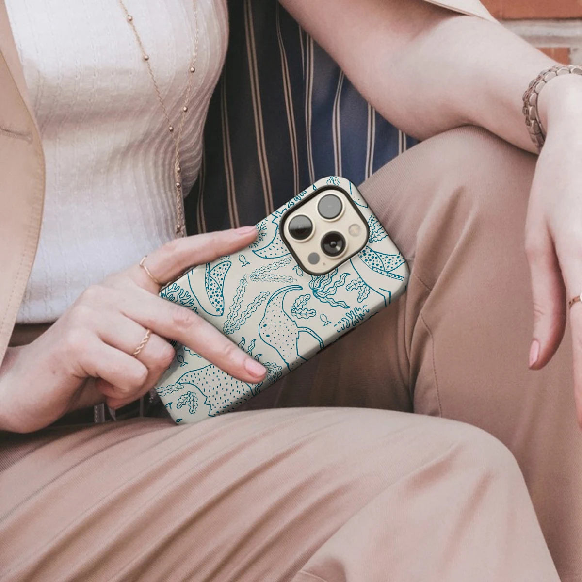 Magnetic Marine Life Acrylic Case for iPhone 16–11 Pro Max Shockproof