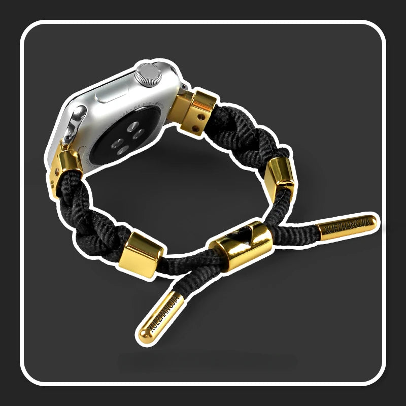 Nylon Woven Sport Strap for Apple Watch 38–45mm – Color Block Loop Band