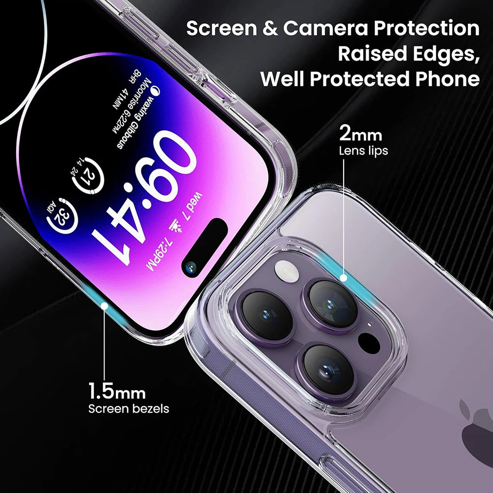 Hybrid Acrylic Shockproof Case for iPhone 16 15 14 13 12 11 Pro Max Mini Clear