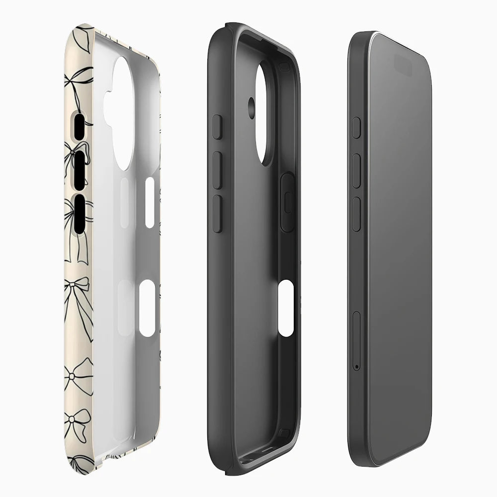 Line Bow Stripes Case for iPhone 17 16 15 14 13 12 Pro Max Plus Double-Layer