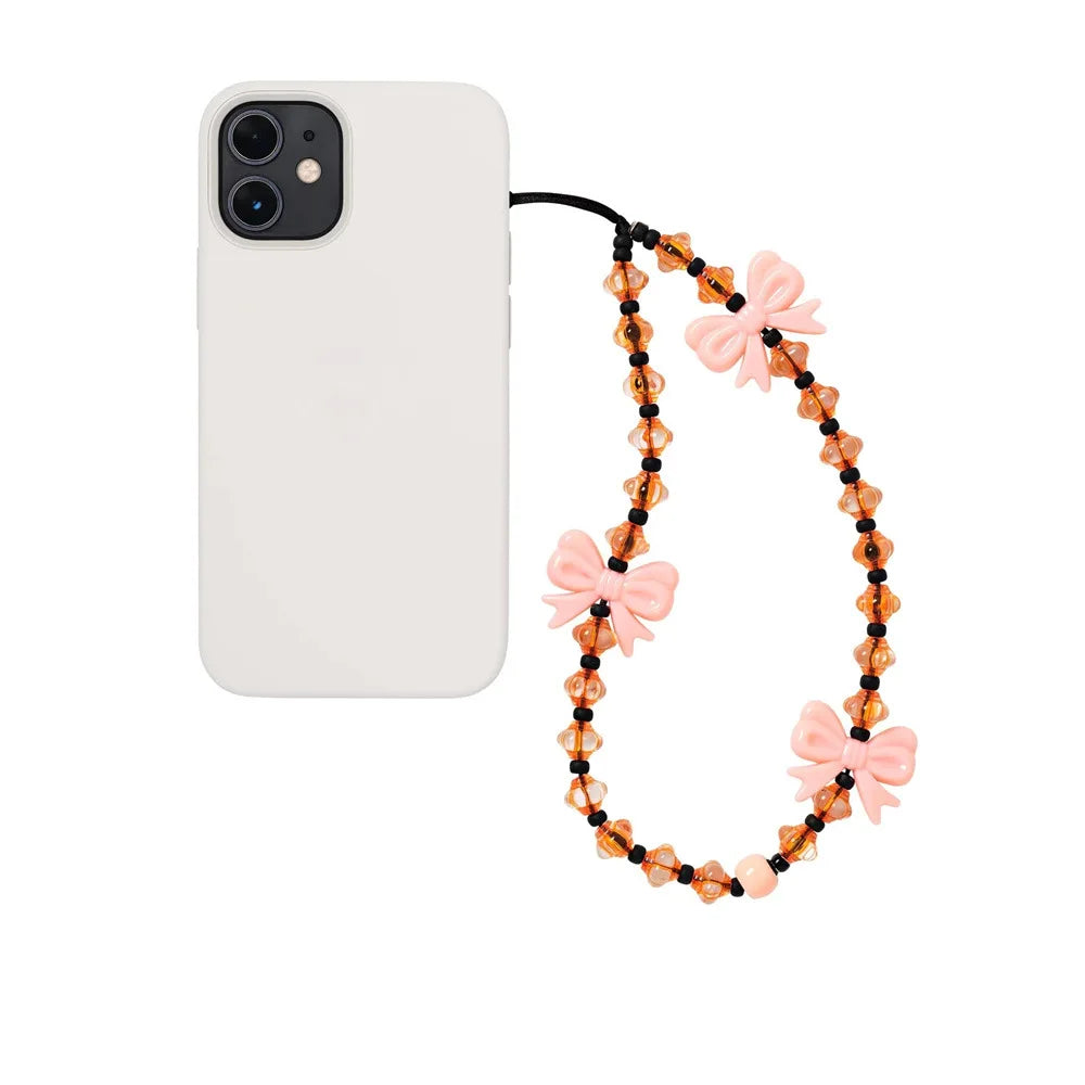 Y2K Bowknot Beaded Phone Charm Strap for Girls & Women