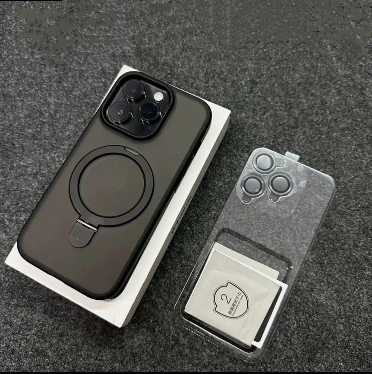 Metal Ring Stand MagSafe Case for iPhone 17 16 15 14 13 12 Pro Max + Lens