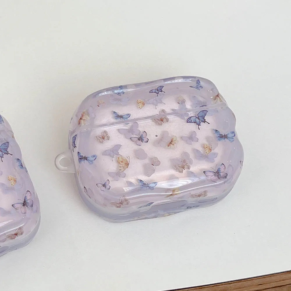 Purple Butterfly Wind Chime AirPods Case for Pro 2/3/4 – Soft Shockproof TPU