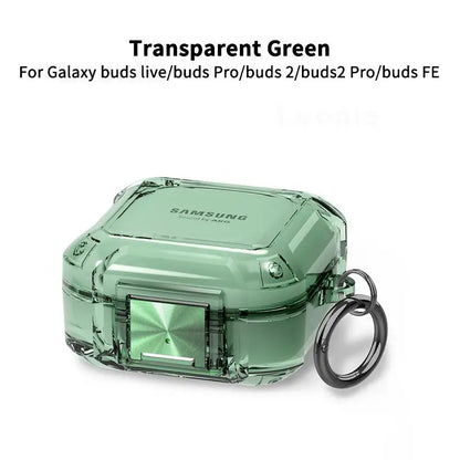 Secure Lock Transparent Case for Samsung Galaxy Buds Pro, Live, Buds 2, FE