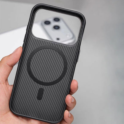 Matte Carbon Fiber MagSafe Case for iPhone 17 16 15 Pro Max Alloy Lens Cover