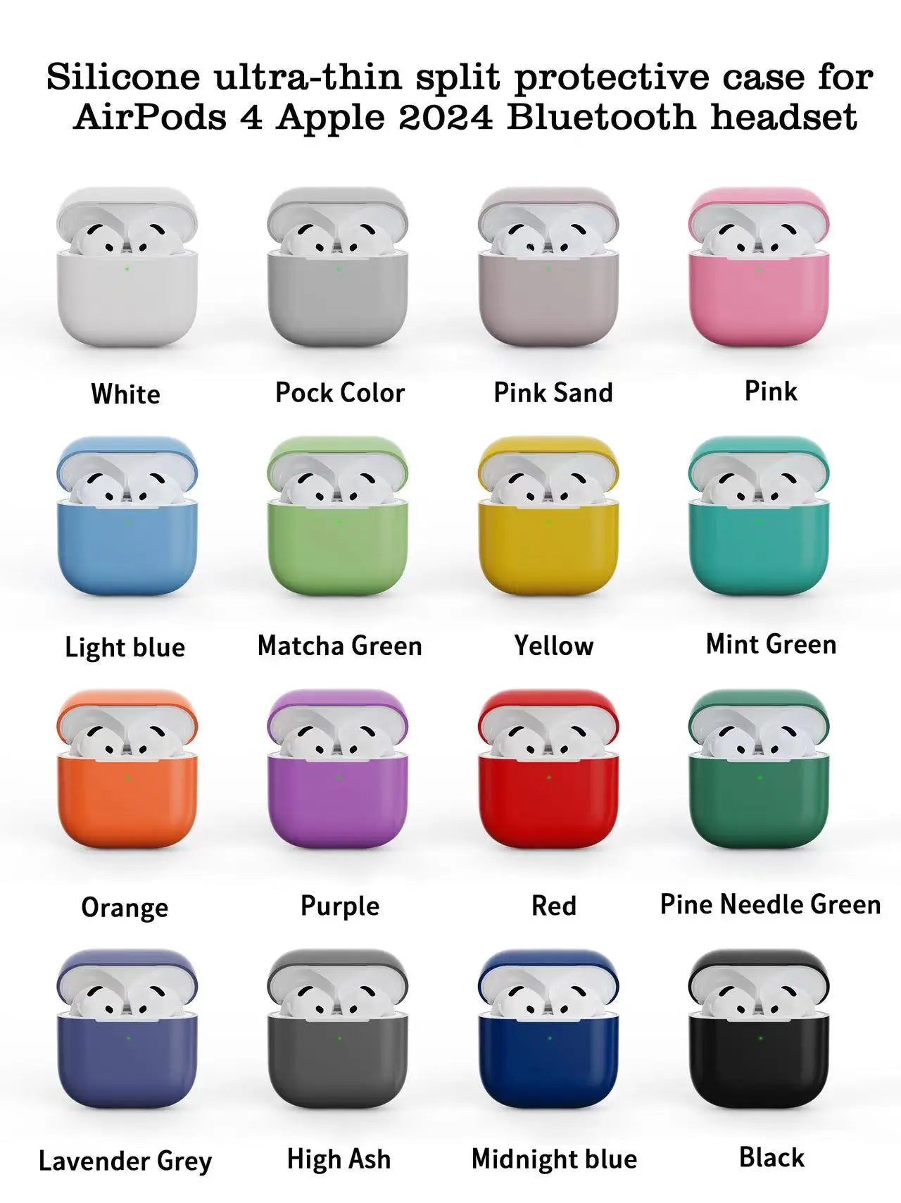 Ultra Thin Silicone Split Case for AirPods 4 Wireless Bluetooth Earphones