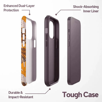 Luxury Yellow Leaf Pattern Case for iPhone 17–7 | Double-Layer Protective Cover