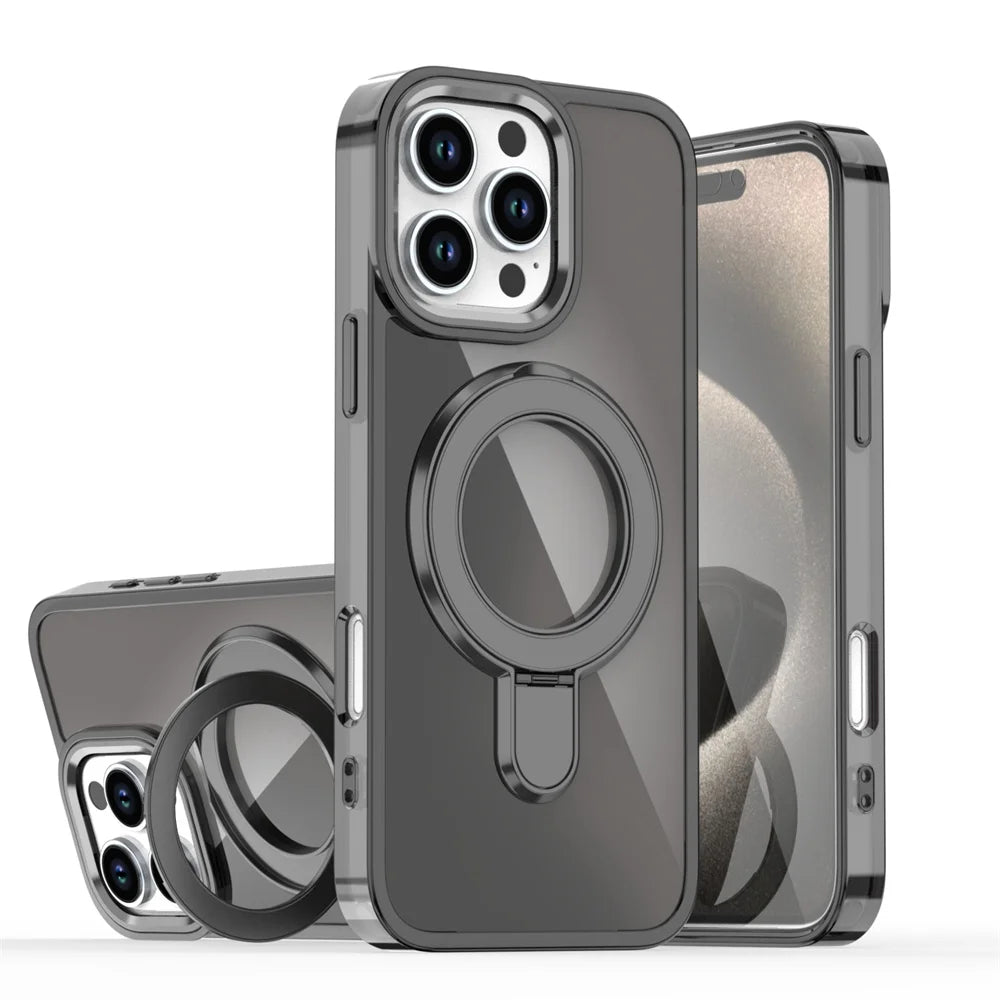 Luxury Laser Color Foldable Magnetic Stand Case for iPhone 11–16 Pro Max