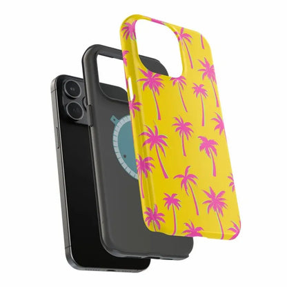 Luxury Pink Coconut Tree Case for iPhone 17–7 Pro Max Double-Layer Cover