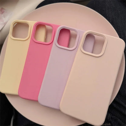 Simple Solid Color Silicone Phone Case for iPhone 15 16 17 Pro Max
